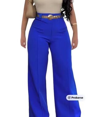 High-Waist Wide-Leg Pants - Royal Blue